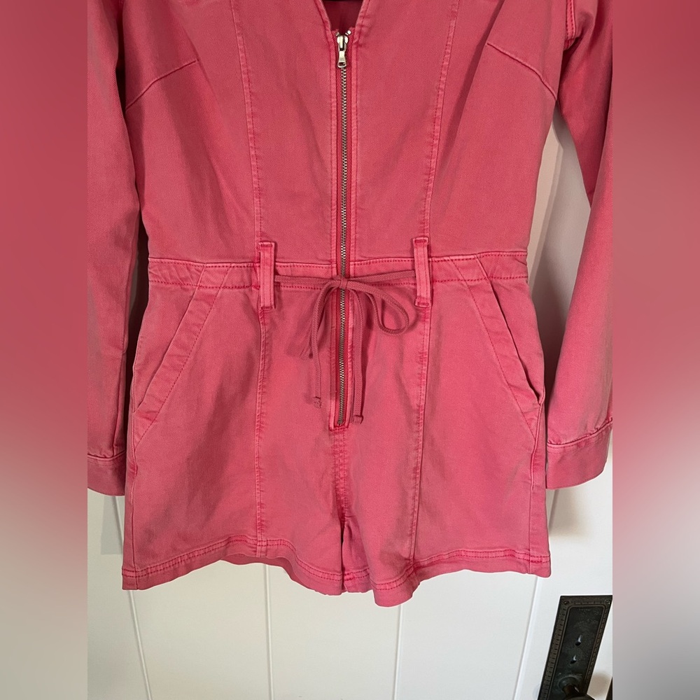 PAIGE Meg Romper Utility Waist Tie Vintage Pink Lolly - Picture 6 of 10